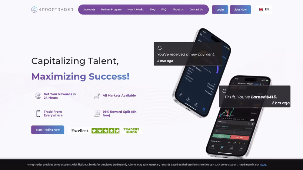 4PropTrader Platform Website project visual