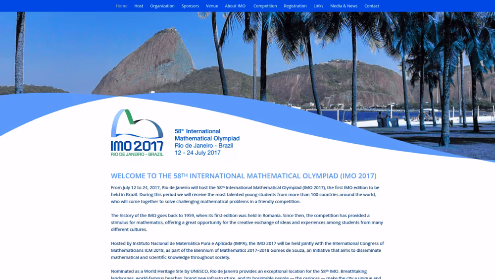 International Mathematical Olympiad Webflow Site project visual